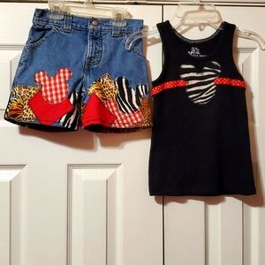 Girl's Disney Mickey Mouse Shorts & Tank Top Set Shorts are 4 Reg Tank is XS